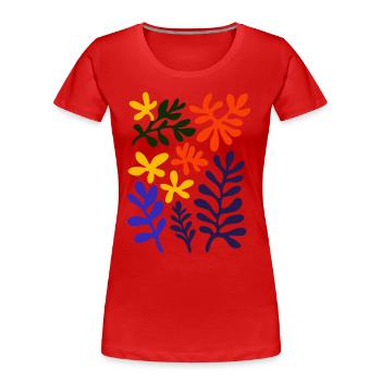 Matisse inspire : motif végétal abstrait coloré - T-shirt bio Premium Femme - rouge - Devant - Mia (176cm)