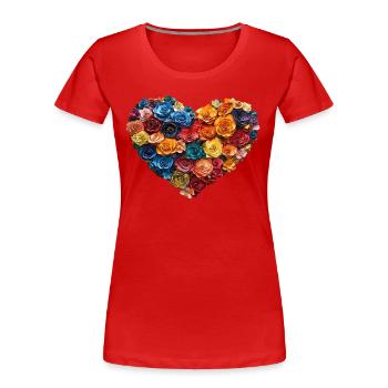 Coeur de roses colorées - Fleurs colorées - T-shirt bio Premium Femme - rouge - Devant - Mia (176cm)