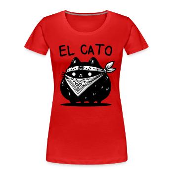 El Cato Bandana-Katze – Niedlich kriminell charm - Frauen Premium Bio T-Shirt - Rot - Vorne - Mia (176cm)