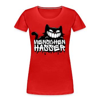 Menschenhasser Katze – Für alle, die ehrlich sind - Frauen Premium Bio T-Shirt - Rot - Vorne - Mia (176cm)