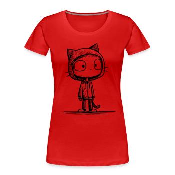 Croquis de dessin animé de chat kawaii - Motif mignon - T-shirt bio Premium Femme - rouge - Devant - Mia (176cm)