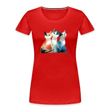 Chat pastel art de l’aquarelle pour les fans de félins - T-shirt bio Premium Femme - rouge - Devant - Mia (176cm)