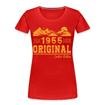1955 Geburtstag 1955 Jahrgang Geburtstag 1955 - Frauen Premium Bio T-Shirt - Rot - Vorne - Mia (176cm)