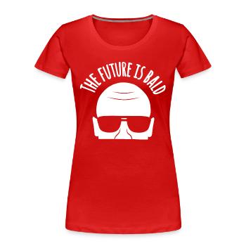Die Zukunft ist kahl: Lustiges kahles Haar Zitat - Frauen Premium Bio T-Shirt - Rot - Vorne - Mia (176cm)