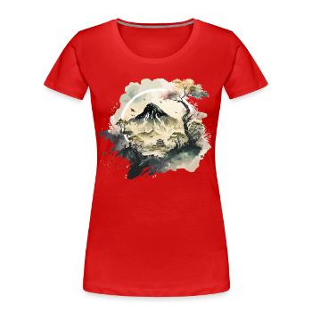 Montagne japonaise - T-shirt bio Premium Femme - rouge - Devant - Mia (176cm)