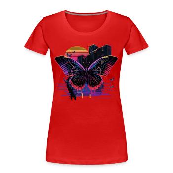 Rétro Vibe Butterfly - T-shirt bio Premium Femme - rouge - Devant - Mia (176cm)