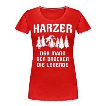 Harzer Brocken Harz - Frauen Premium Bio T-Shirt - Rot - Vorne - Mia (176cm)