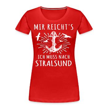 Stralsund Souvenir - Frauen Premium Bio T-Shirt - Rot - Vorne - Mia (176cm)