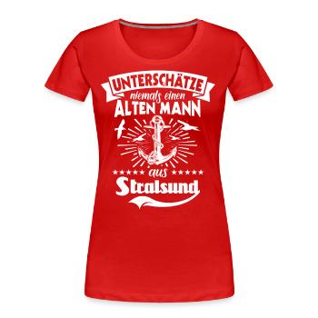 Stralsund - Frauen Premium Bio T-Shirt - Rot - Vorne - Mia (176cm)