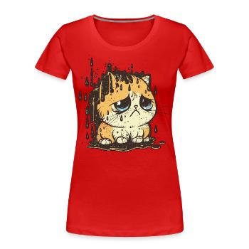 Regentag-Blues - Frauen Premium Bio T-Shirt - Rot - Vorne - Mia (176cm)