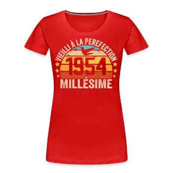 Jahrgang 1954 Retro 1954 Geburtstagsgeschenk - Frauen Premium Bio T-Shirt - Rot - Vorne - Mia (176cm)