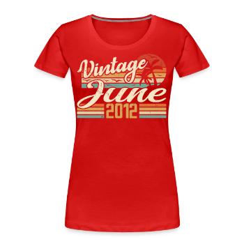 Juni 2012 Jubiläum 2012 Retro 2012 Juni 2012 - Frauen Premium Bio T-Shirt - Rot - Vorne - Mia (176cm)