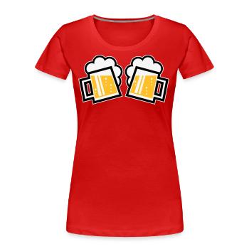 2 Bayrische Bierkrüge Prosten (Bier Maßkrüge / 3C) - Frauen Premium Bio T-Shirt - Rot - Vorne - Mia (176cm)