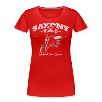 Saxony Vibes - Grimma Vibes - S50 - S51 - Simson - T-shirt bio Premium Femme - rouge - Devant - Mia (176cm)