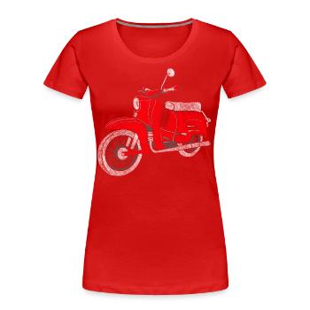 Schwalbe - Cyclomoteur de la RDA - Scooter de la RDA - Vintage - T-shirt bio Premium Femme - rouge - Devant - Mia (176cm)