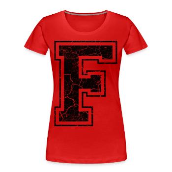 Un caractère F in Grunge-Look - T-shirt bio Premium Femme - rouge - Devant - Mia (176cm)