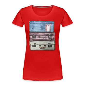 Suitcase stack with 3 old suitcases - Women's Premium Organic T-Shirt - red - Front - Mia (176cm)