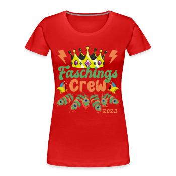 Équipage du carnaval 2023 | Paon et couronne - T-shirt bio Premium Femme - rouge - Devant - Mia (176cm)