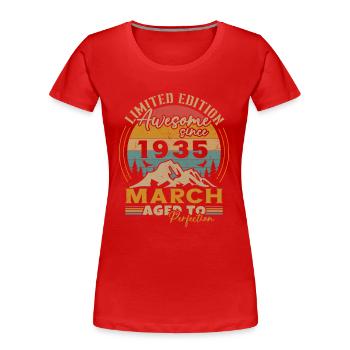 March 1935 Vintage Birthday Gift - Women's Premium Organic T-Shirt - red - Front - Mia (176cm)