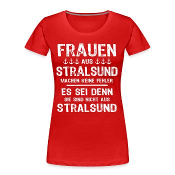 Urlaub Stralsund Ostsee - Frauen Premium Bio T-Shirt - Rot - Vorne - Mia (176cm)