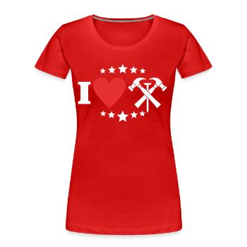 Couvreur Amour J’aime Toiture - T-shirt bio Premium Femme - rouge - Devant - Mia (176cm)