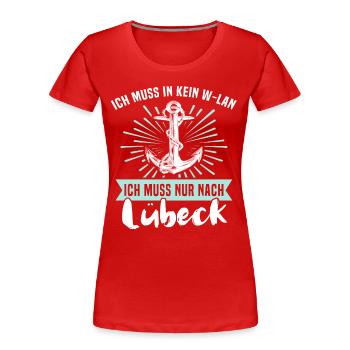 Lübeck Hansestadt Luebeck - Frauen Premium Bio T-Shirt - Rot - Vorne - Mia (176cm)