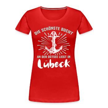 Lübeck Hansestadt Luebeck - Frauen Premium Bio T-Shirt - Rot - Vorne - Mia (176cm)