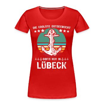 Lübeck Hansestadt Luebeck - Frauen Premium Bio T-Shirt - Rot - Vorne - Mia (176cm)