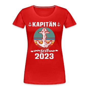Kapitän 2023 Bootsführerschein Boot - Frauen Premium Bio T-Shirt - Rot - Vorne - Mia (176cm)