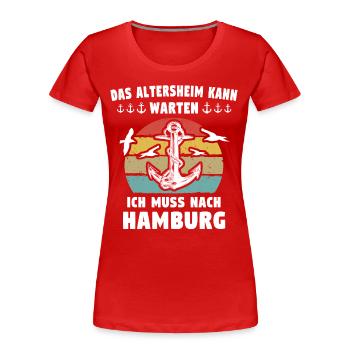 Hamburger Sprüche Hamburg - Frauen Premium Bio T-Shirt - Rot - Vorne - Mia (176cm)