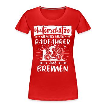 Bremen Fahrradfahrer Bremer - Frauen Premium Bio T-Shirt - Rot - Vorne - Mia (176cm)