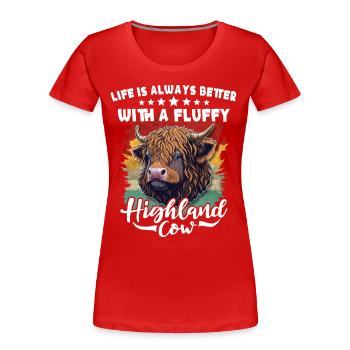 Bovins des Highlands - T-shirt bio Premium Femme - rouge - Devant - Mia (176cm)