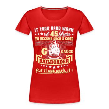 Garden Railway 45e anniversaire Garden Railway Gauge G - T-shirt bio Premium Femme - rouge - Devant - Mia (176cm)