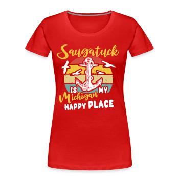 Saugatuck Michigan - Frauen Premium Bio T-Shirt - Rot - Vorne - Mia (176cm)