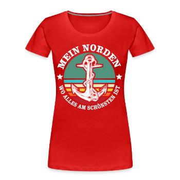 Norden Urlaub - Frauen Premium Bio T-Shirt - Rot - Vorne - Mia (176cm)