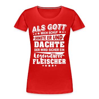 Fleischer - Frauen Premium Bio T-Shirt - Rot - Vorne - Mia (176cm)
