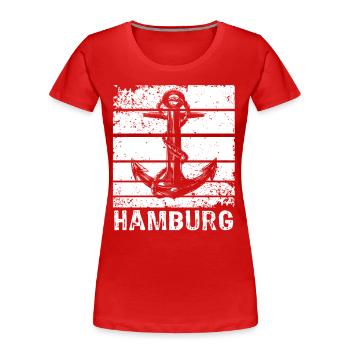 Hamburg Hamburger - Frauen Premium Bio T-Shirt - Rot - Vorne - Mia (176cm)