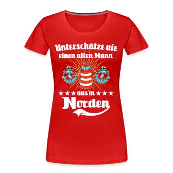 Nordener Männer - Frauen Premium Bio T-Shirt - Rot - Vorne - Mia (176cm)