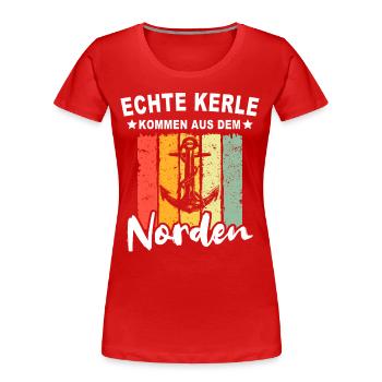 Nordener Männer - Frauen Premium Bio T-Shirt - Rot - Vorne - Mia (176cm)