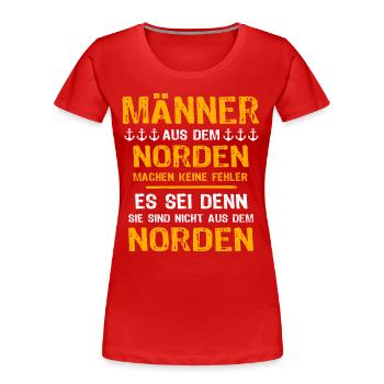 Norden Mann Nordener Männer - Frauen Premium Bio T-Shirt - Rot - Vorne - Mia (176cm)