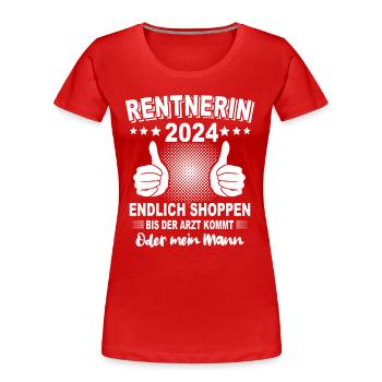 Rentnerin 2024 - Frauen Premium Bio T-Shirt - Rot - Vorne - Mia (176cm)