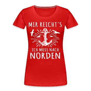 Norden Nordener Norddeutsche - Frauen Premium Bio T-Shirt - Rot - Vorne - Mia (176cm)