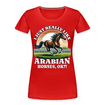 Cheval arabe - T-shirt bio Premium Femme - rouge - Devant - Mia (176cm)