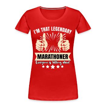 Marathonien légendaire - T-shirt bio Premium Femme - rouge - Devant - Mia (176cm)