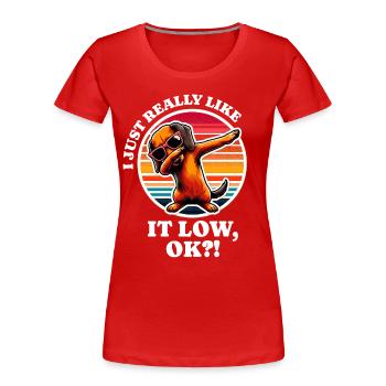 Ich Liebe Dackel Spruch - Frauen Premium Bio T-Shirt - Rot - Vorne - Mia (176cm)