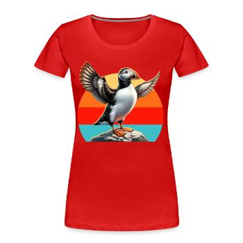 Papageientaucher Motiv - Frauen Premium Bio T-Shirt - Rot - Vorne - Mia (176cm)