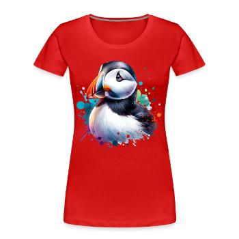Papageientaucher - Frauen Premium Bio T-Shirt - Rot - Vorne - Mia (176cm)