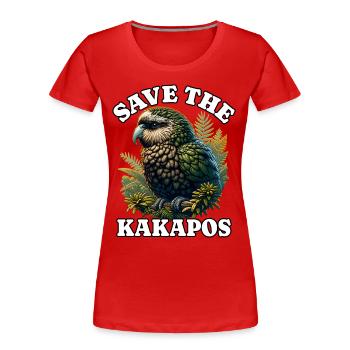 Save Nachtpapagei - Frauen Premium Bio T-Shirt - Rot - Vorne - Mia (176cm)