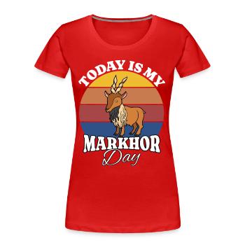 Vis chèvre Markhor - T-shirt bio Premium Femme - rouge - Devant - Mia (176cm)