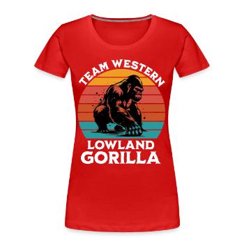 Westlicher Flachland Gorilla Sprüche - Frauen Premium Bio T-Shirt - Rot - Vorne - Mia (176cm)
